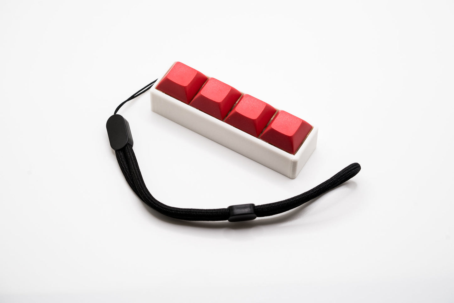 White Four-Button Mechanical Switch Fidget Toy w/ Adjustable Wrist Strap | Stim Toy Stress Relief ADHD ASMR - Red