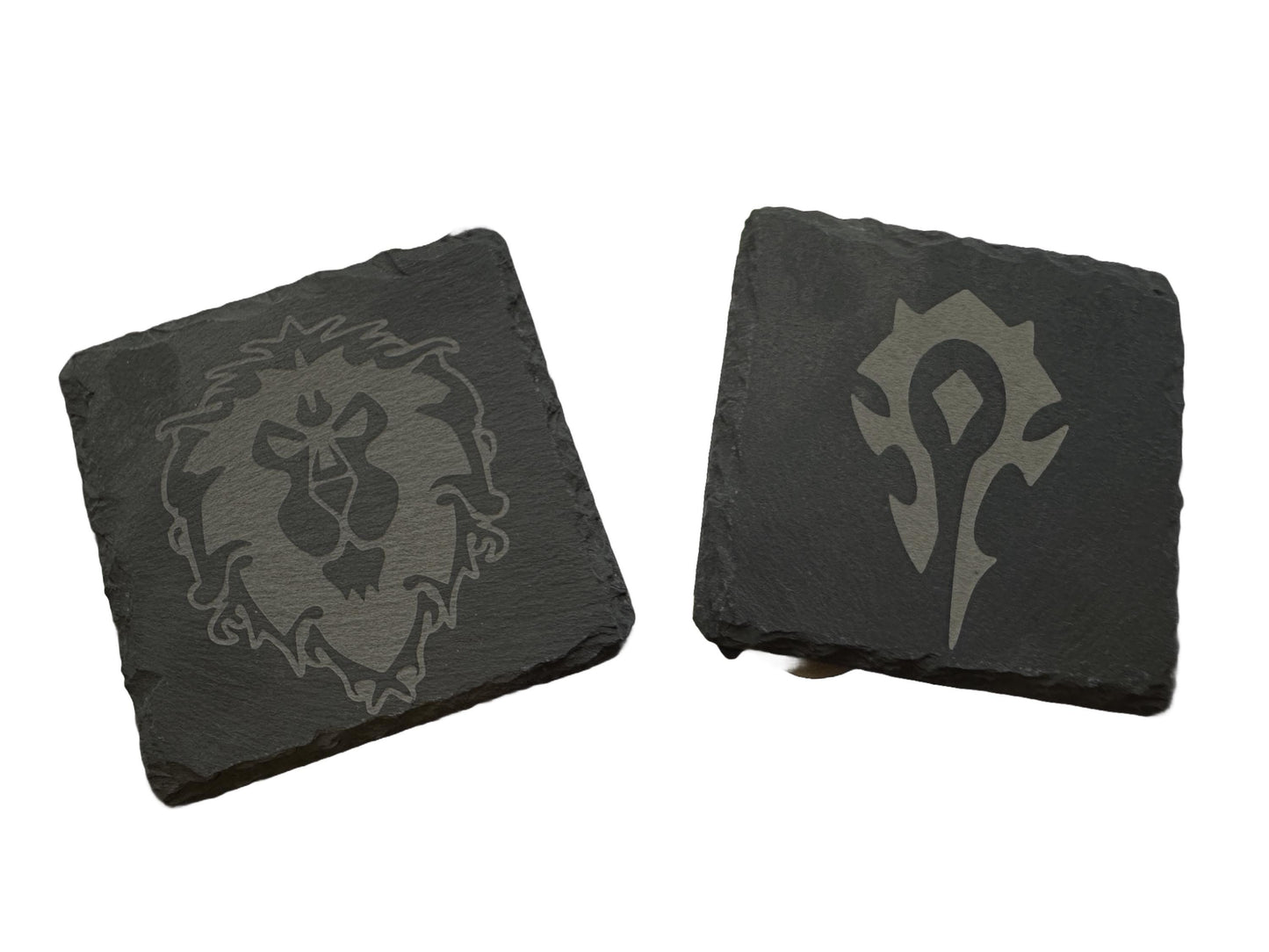 WoW World of Warcraft Horde/Alliance Slate Custom Coasters | Optional Name Personalization