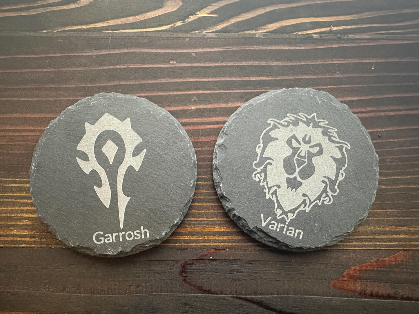 WoW World of Warcraft Horde/Alliance Slate Custom Coasters | Optional Name Personalization