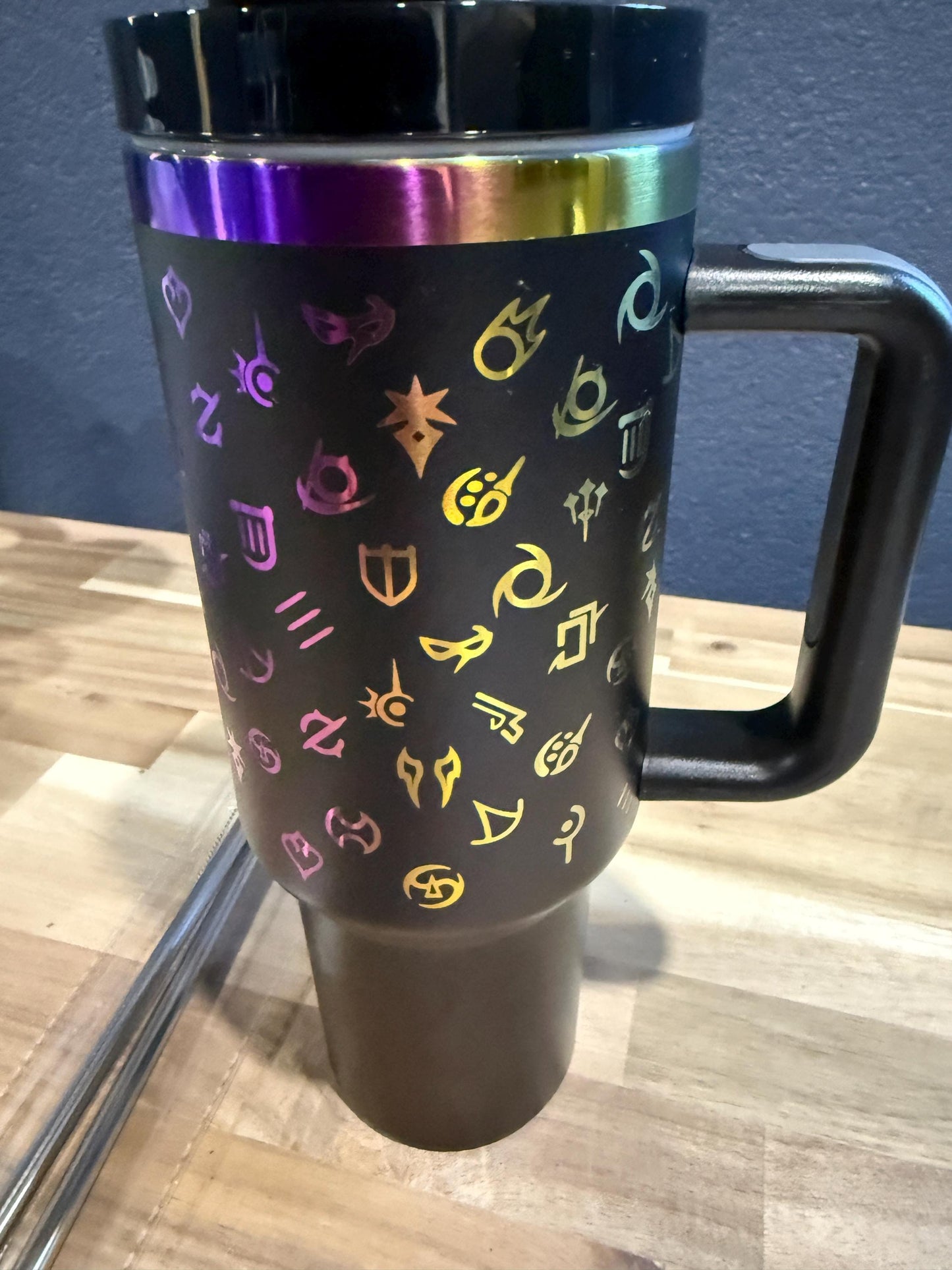FFXIV Full Wrap All Job Icons 40 oz  Tumbler w/Lid and Metal Straws | Different Color Options, Gift For Her, Geeky Gift, Birthday Present