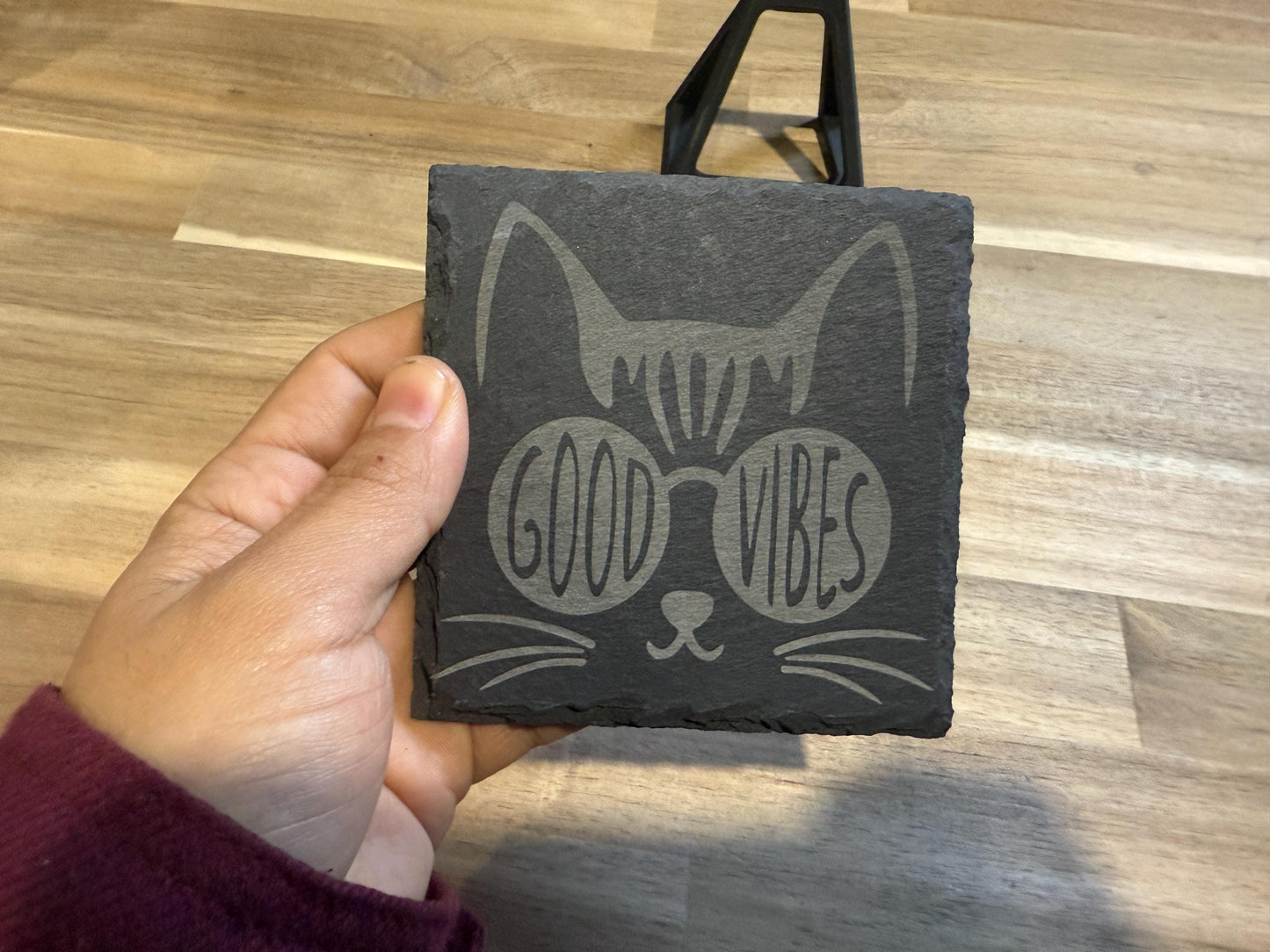 Good Vibes Cat Slate Coasters | Holiday Gift