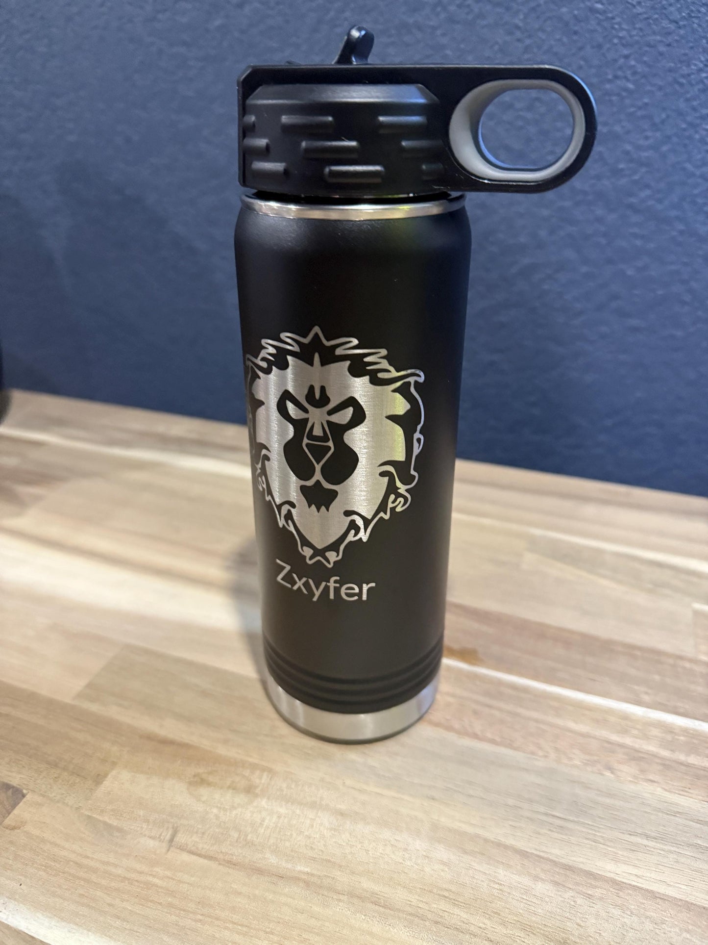 Warcraft Engraved 20oz Water Bottle - WoW Water Bottle - WoW Gamer Water Bottle - Personalization | Multiple Color Options