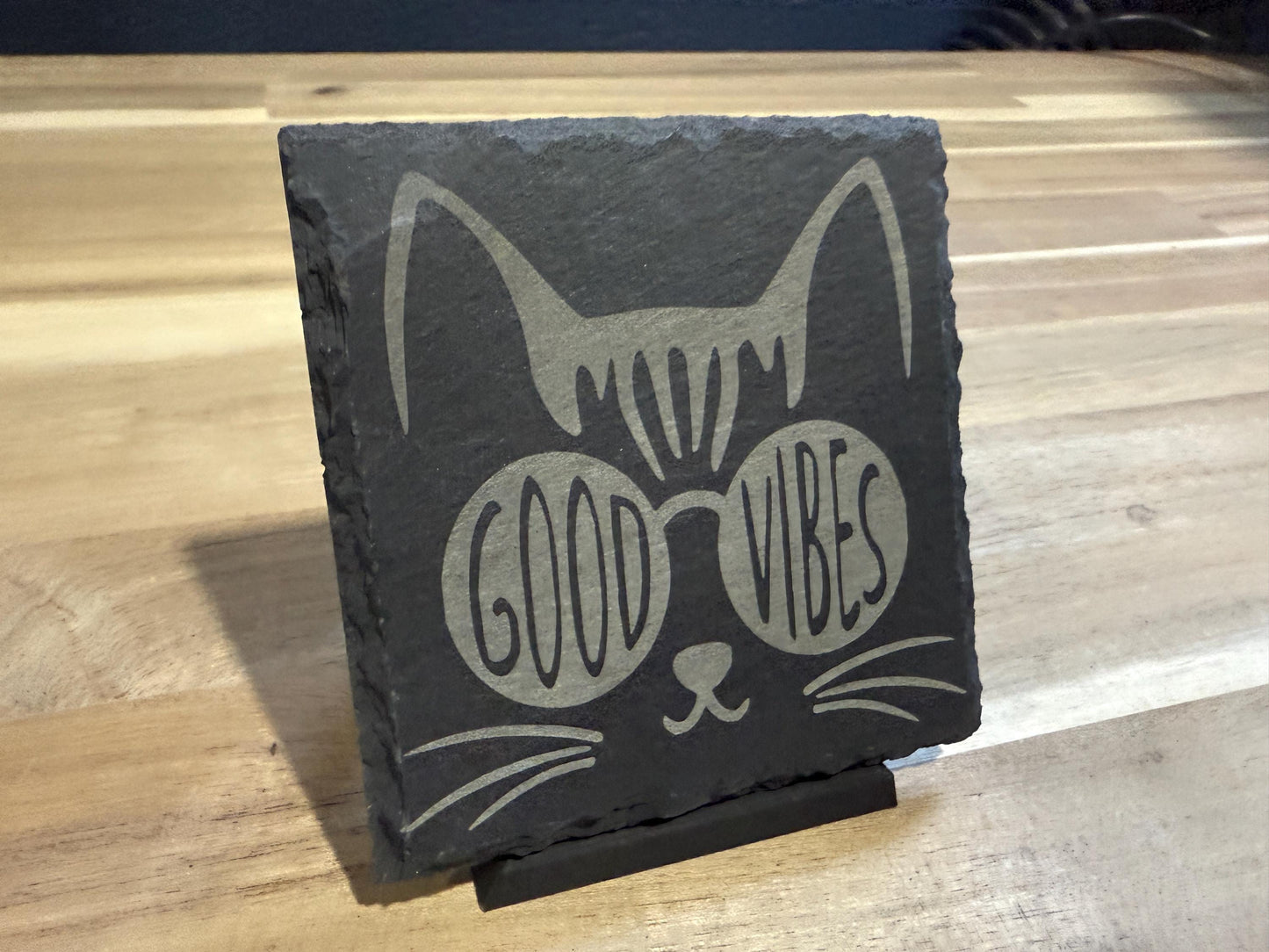 Good Vibes Cat Slate Coasters | Holiday Gift