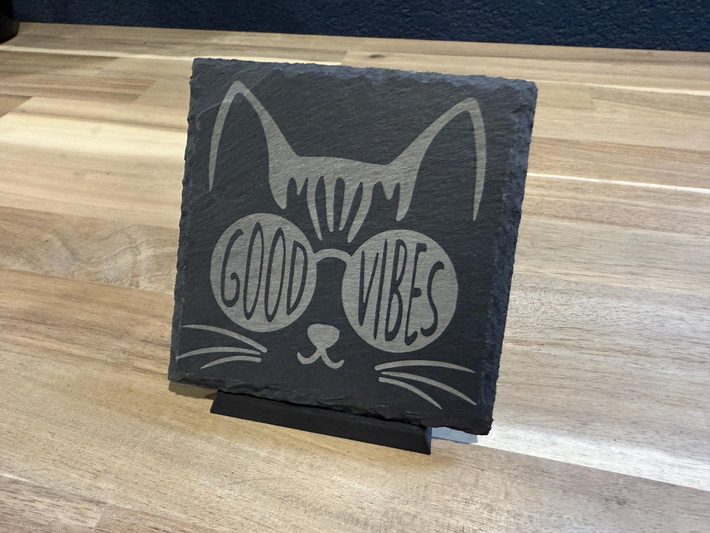 Good Vibes Cat Slate Coasters | Holiday Gift