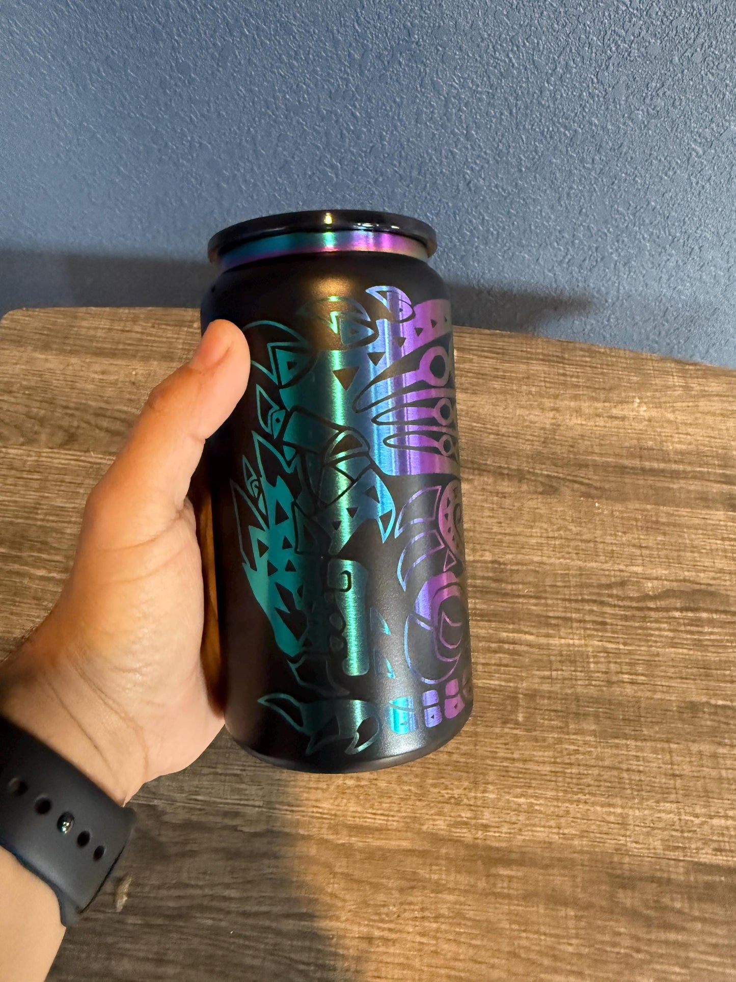Iridescent 16 oz Soda Can Tumbler – Creature Hunter Collection, 20+ Unique Monster Designs, Gamer Drinkware