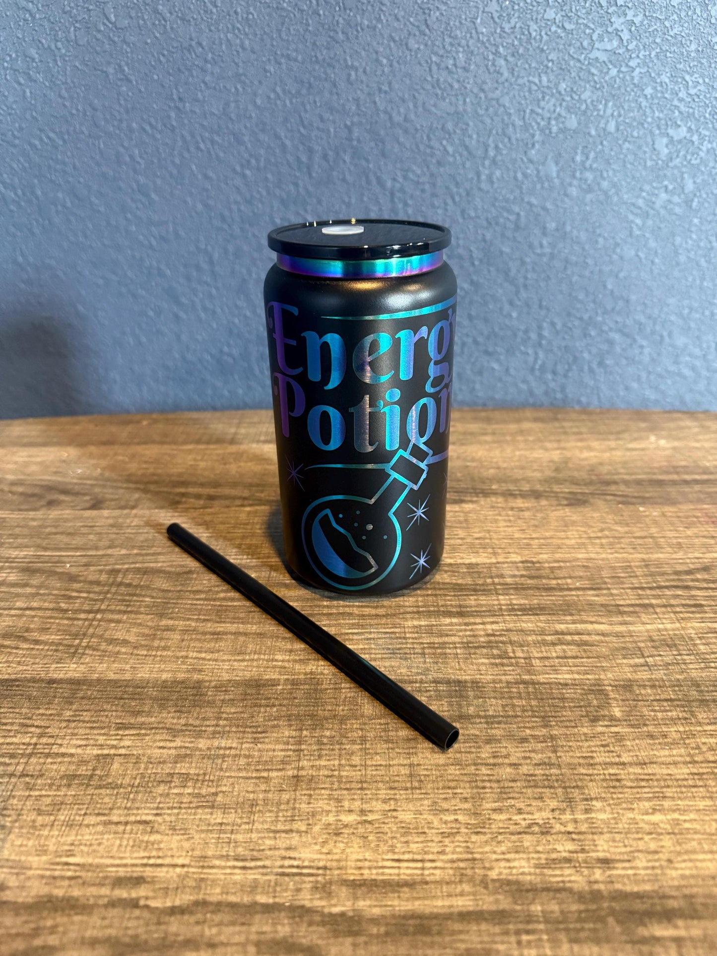 Energy Potion 16 oz Iridescent Soda can style Tumbler w/Lid and Straw