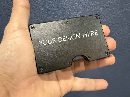 Custom "Your Design" L Style Premium Minimalist Slim Metal Aluminum Wallet | Multiple Color Options