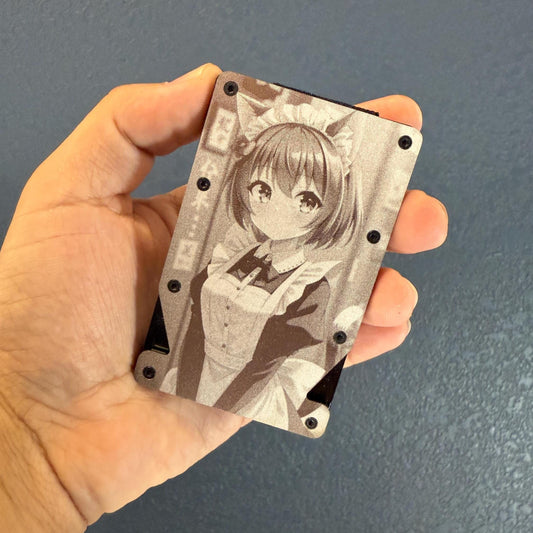 Your Custom Anime Waifu Minimalist Slim Metal Aluminum Wallet | Multiple Color Option | RFID Blocking Gift For Him, Gift For Her