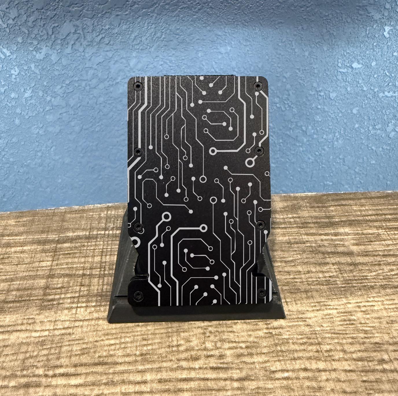 Nerdy Circuitry Art RFID Blocking Minimalist Slim Metal Notched Wallet, Gift For Him, Gift For Her, Birthday Gift, Gaming Aethestic
