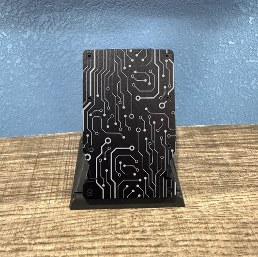 Nerdy Circuitry Art RFID Blocking Minimalist Slim Metal Notched Wallet, Gift For Him, Gift For Her, Birthday Gift, Gaming Aethestic