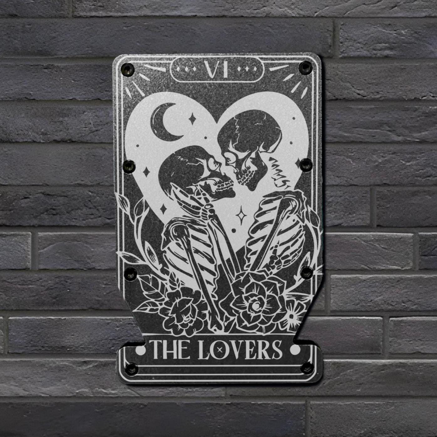 The Lovers Tarot Card Spiritual RFID Blocking Minimalist Slim Metal Notched Wallet, Gift For Him, Gift For Her, Birthday Gift
