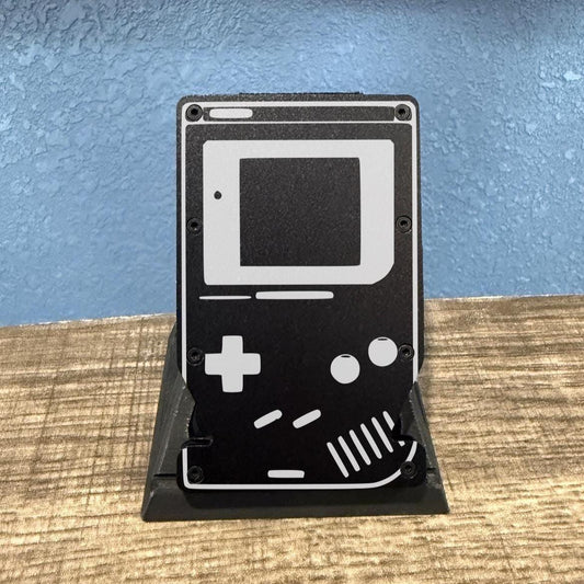Retro Double Notched Metal Wallet, RFID Blocking, Trading Card Parody, Gaming Gift