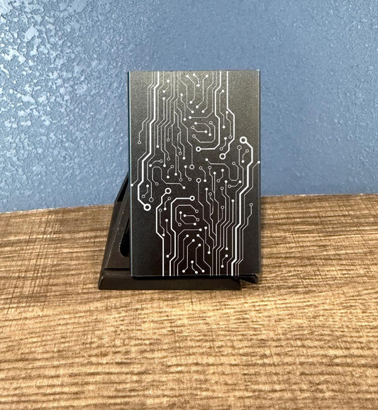 Techie Circuitry Art Inspired Pop Up Metal Wallet  , Minimalistic, Anime Inspired, Trading Card, Different Wallet Styles, Otaku Accessories
