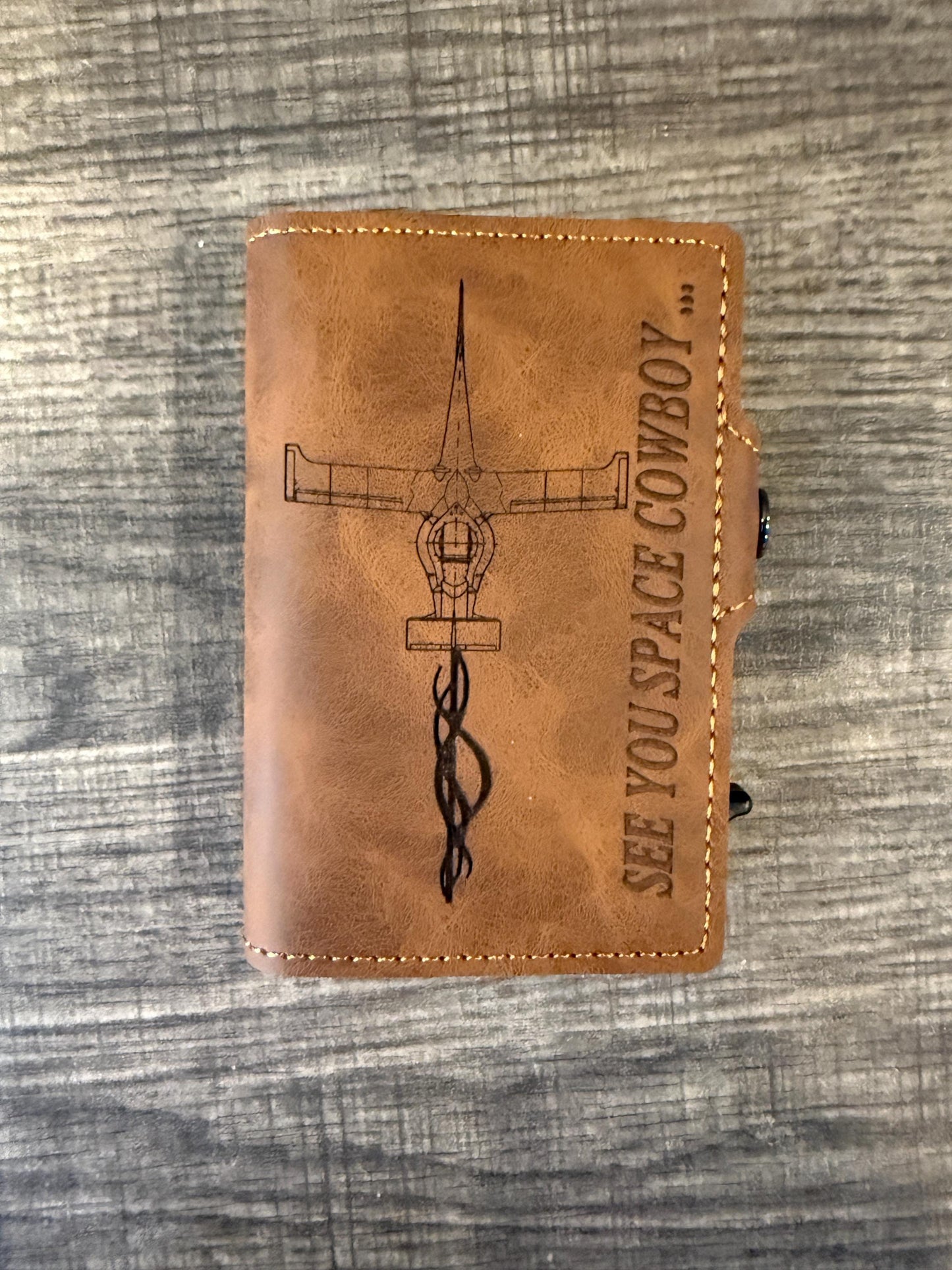 Bifold Popup PU Leather Wallet RFID Blocking Laser Engraved Anime Space Cowboy Inspired