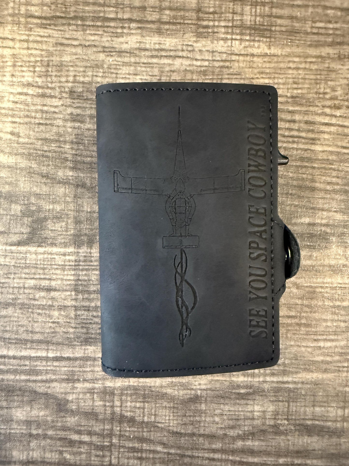 Bifold Popup PU Leather Wallet RFID Blocking Laser Engraved Anime Space Cowboy Inspired