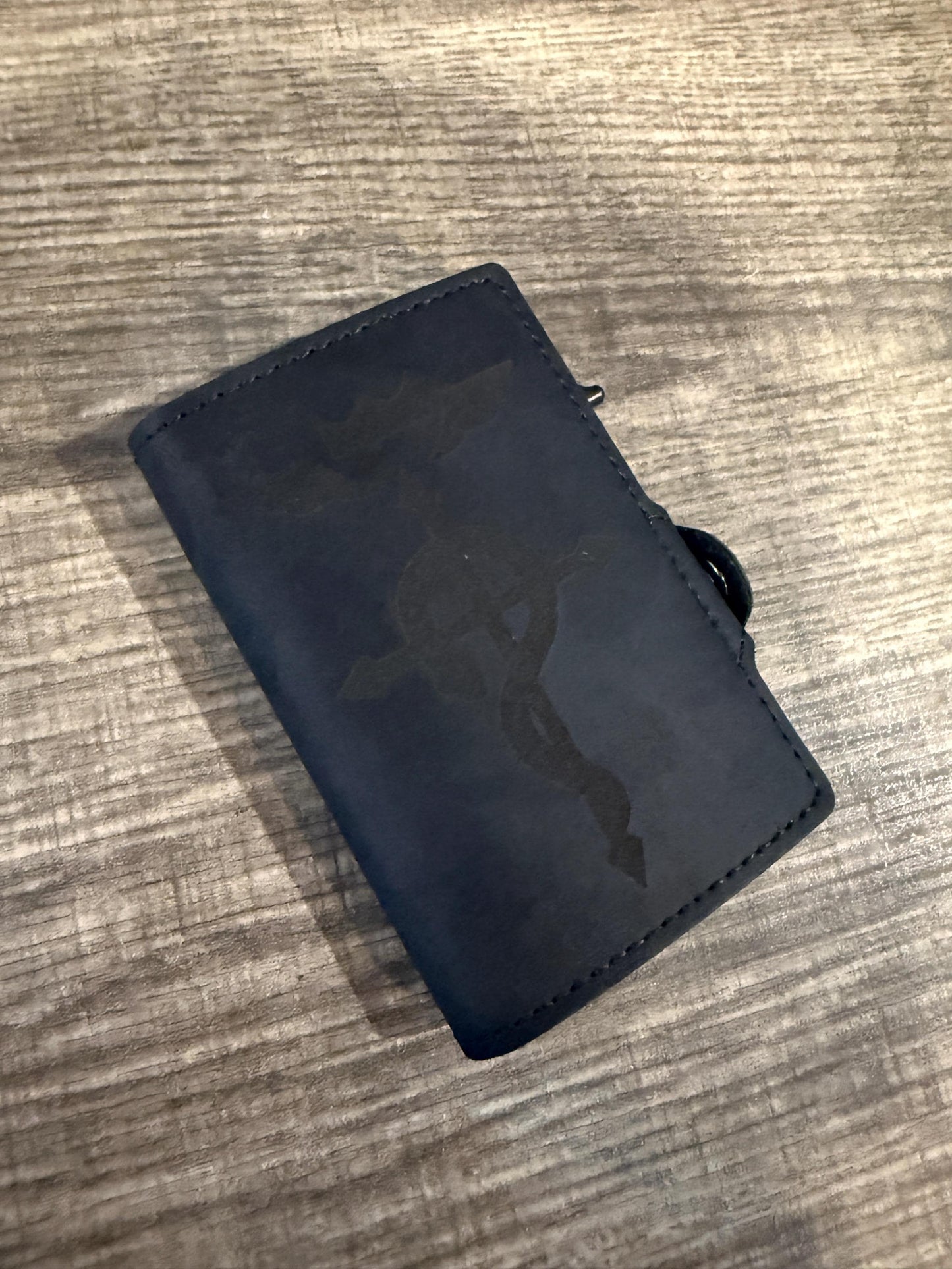 Bifold Popup PU Leather Wallet RFID Blocking Laser Engraved Anime Metal Alchemist Flamel
