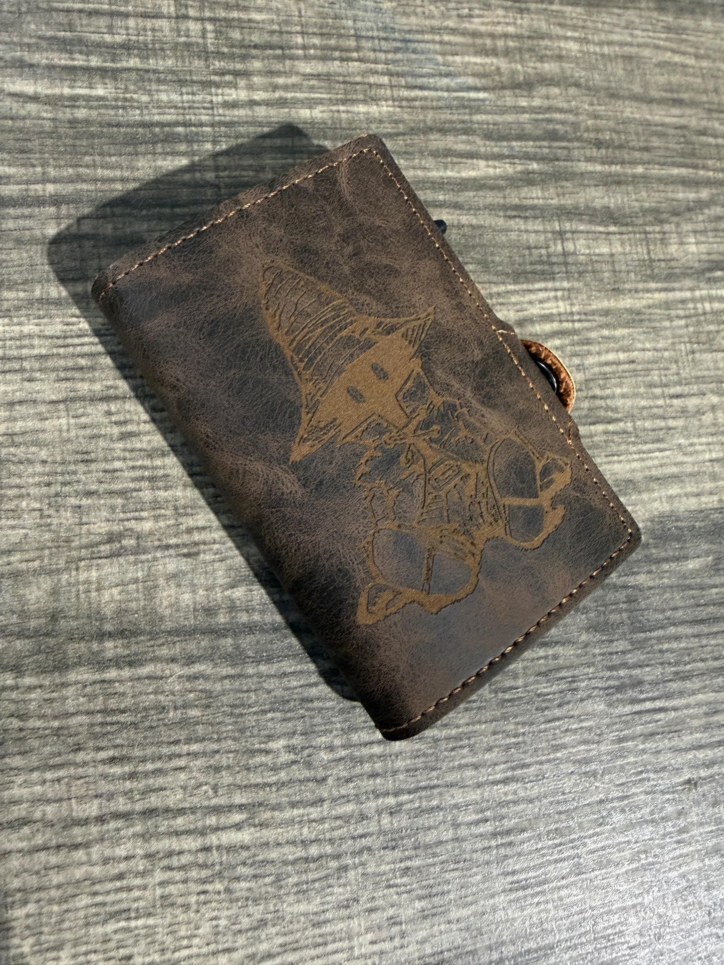 Bifold Popup PU Leather Wallet RFID Blocking Laser Engraved High Fantasy Black Mage Video Game Inspired