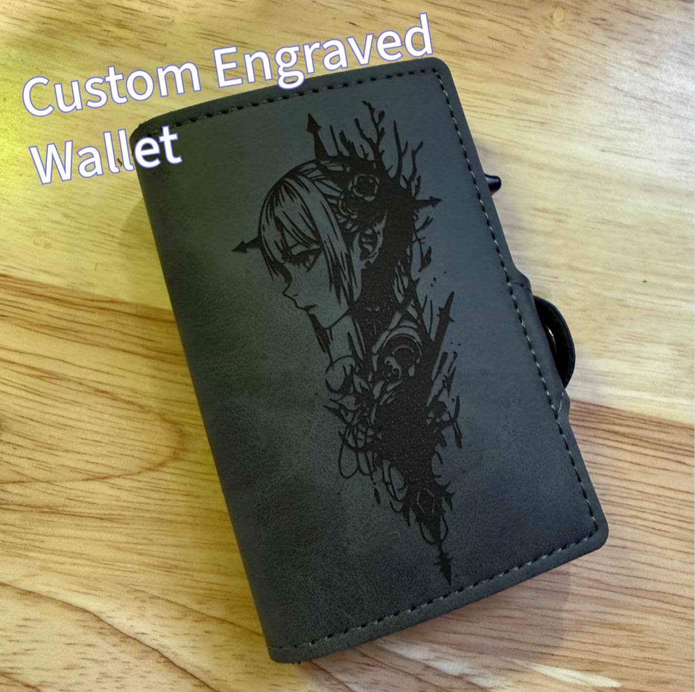 Custom Anime & Gamer Wallet - Personalized PU Leather Engraved Wallet With Your Favorite Character, Logo or Gamer Tag, Otaku Gift RFID Block