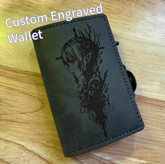 Custom Anime & Gamer Wallet - Personalized PU Leather Engraved Wallet With Your Favorite Character, Logo or Gamer Tag, Otaku Gift RFID Block