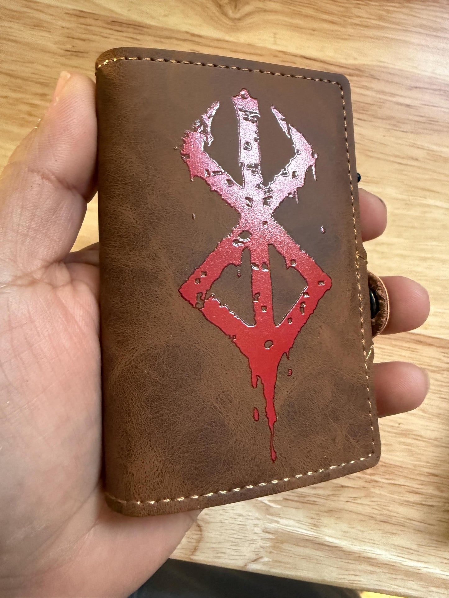 Runic Cursed Brand Symbol UV Printed PU Leather Wallet, Dark Fantasy Anime Inspired, RFID Blocking Card Holder