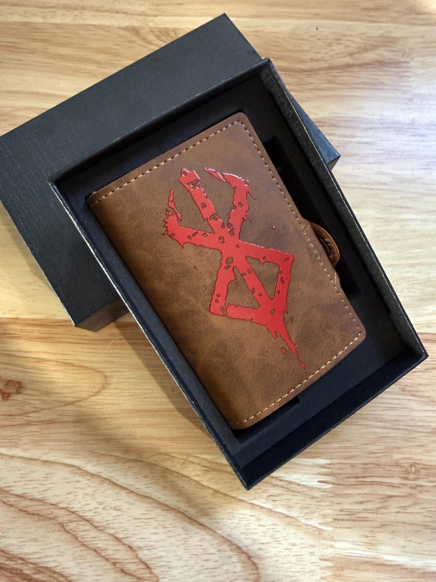 Runic Cursed Brand Symbol UV Printed PU Leather Wallet, Dark Fantasy Anime Inspired, RFID Blocking Card Holder