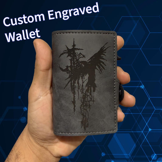 Custom Engraved PU Leather Wallet – Personalized Mens Wallet, Minimalist Bifold, Custom Name Monogram Gift, RFID Blocking, Anniversary
