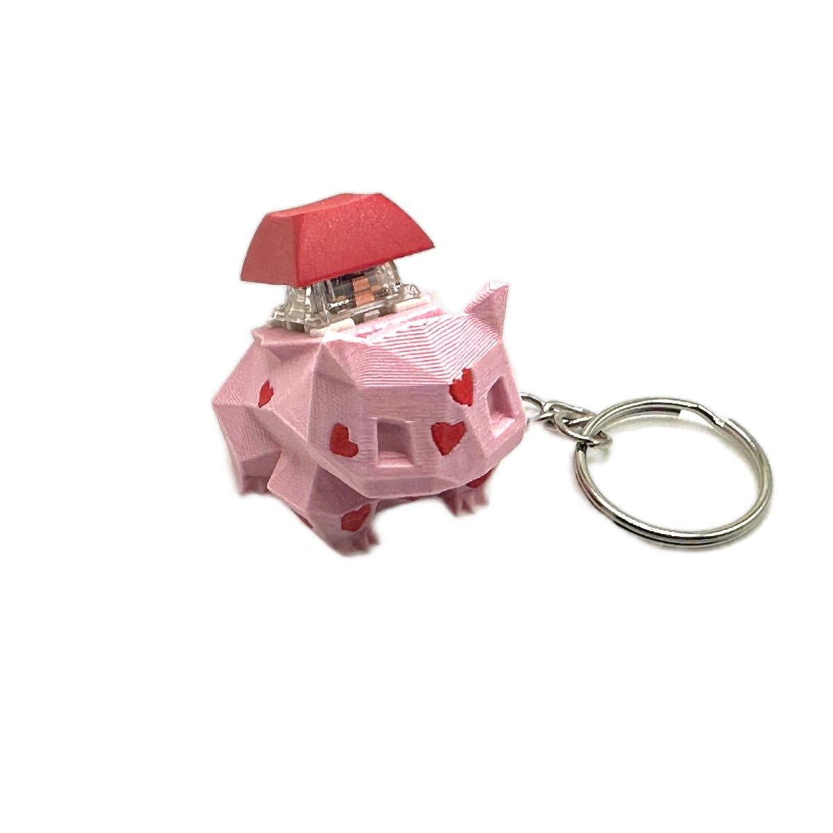 Low Poly Valentine Love Hearts Bulbasaur Mechanical Switch Keychain Fidget Toy | Stim Toy Stress Relief ADHD ASMR