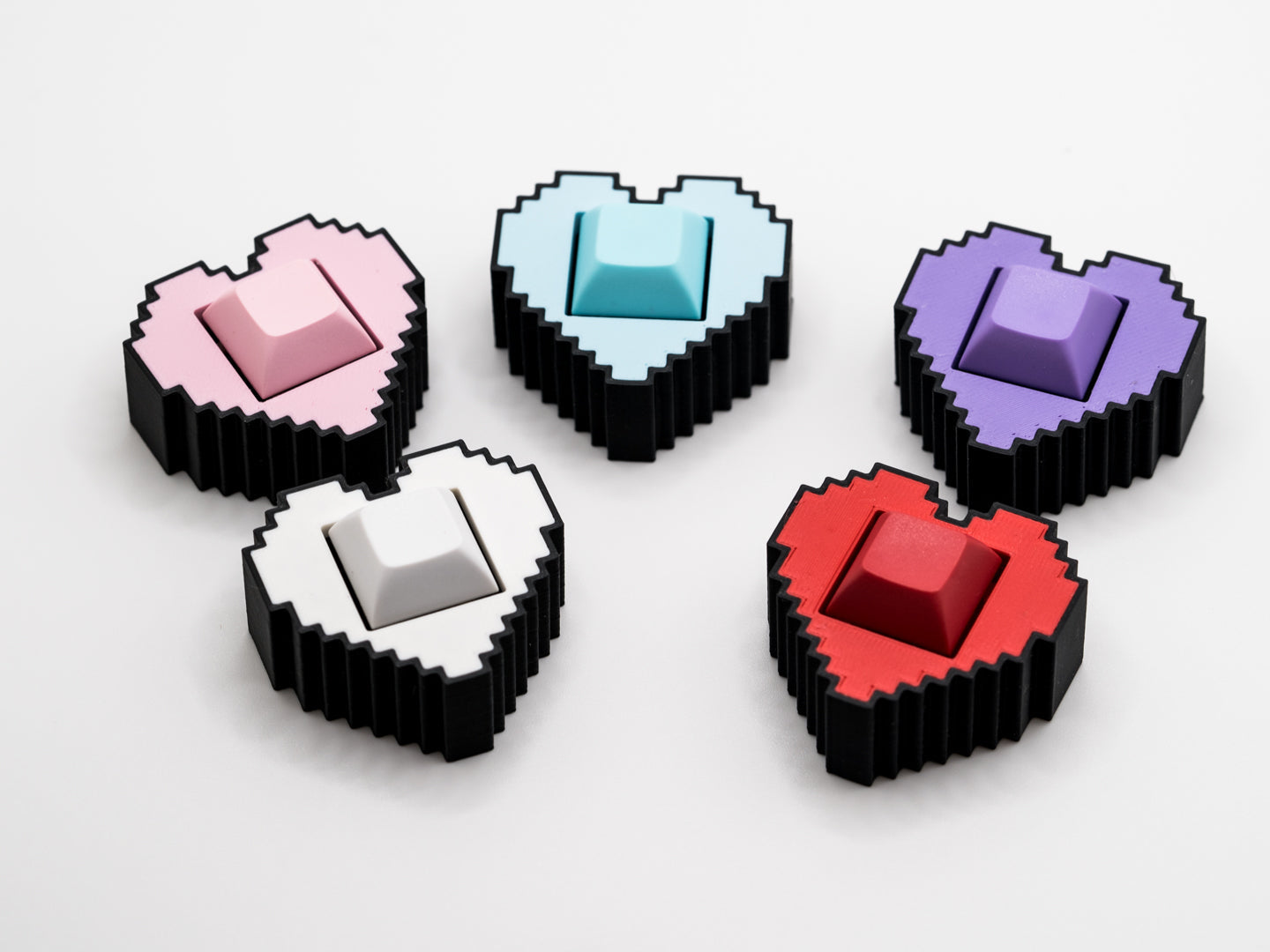 Retro Pixel Art Heart Mechanical Switch Fidget Toy w/ Adjustable Wrist Strap | Stim Toy Stress Relief ADHD